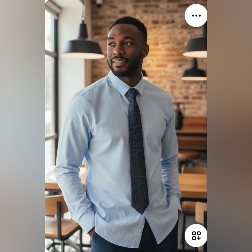Men's Light Blue Dress With Tie Shirt